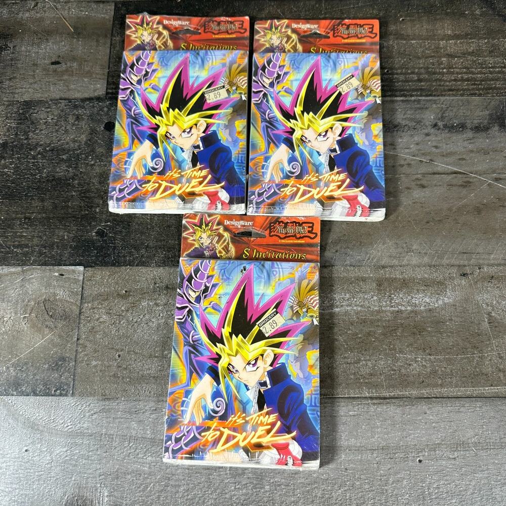 Yugioh Birthday Party 8 Pack Invitations Lot of 3 - Sealed VTG